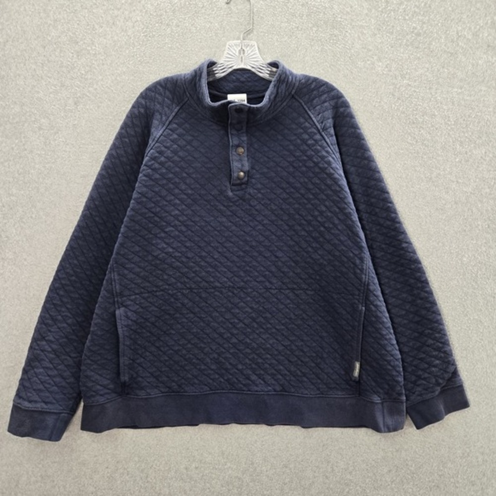 Eddie Bauer Men Sweatshirt 2XL Navy Diamond Quilted Button‎ Long Sleeve